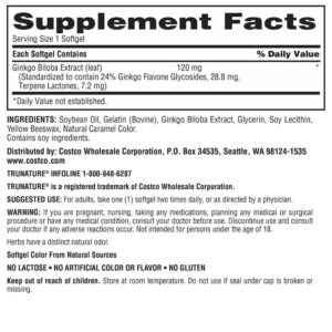 TRUNATURE GINKGO BILOBA 120MG (340 CÁPSULAS BLANDAS)