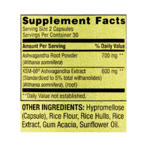 SPRING VALLEY ASHWAGANDHA 1300MG (60 CÁPSULAS)