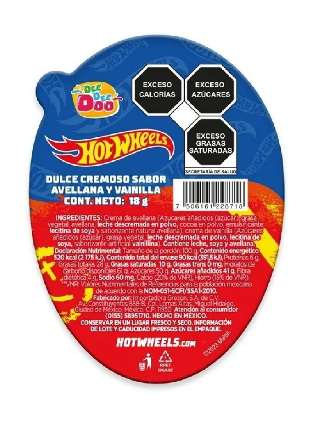 DEE DEE DOO DULCE CREMOSO SABOR AVELLANA Y VAINILLA 18G CON JUGUETE SORPRESA